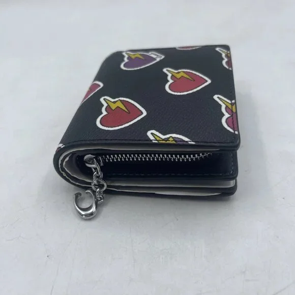 NEW COACH Women’s Snap Wallet with Heart Bolt Print Silver/Black Multi - Picture 3 of 11